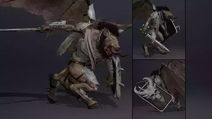 Thunder Swordman ArmWing Low-poly 3D model