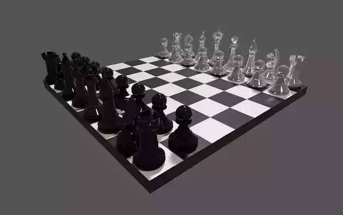 Modern Glass Chessboard 3D Model