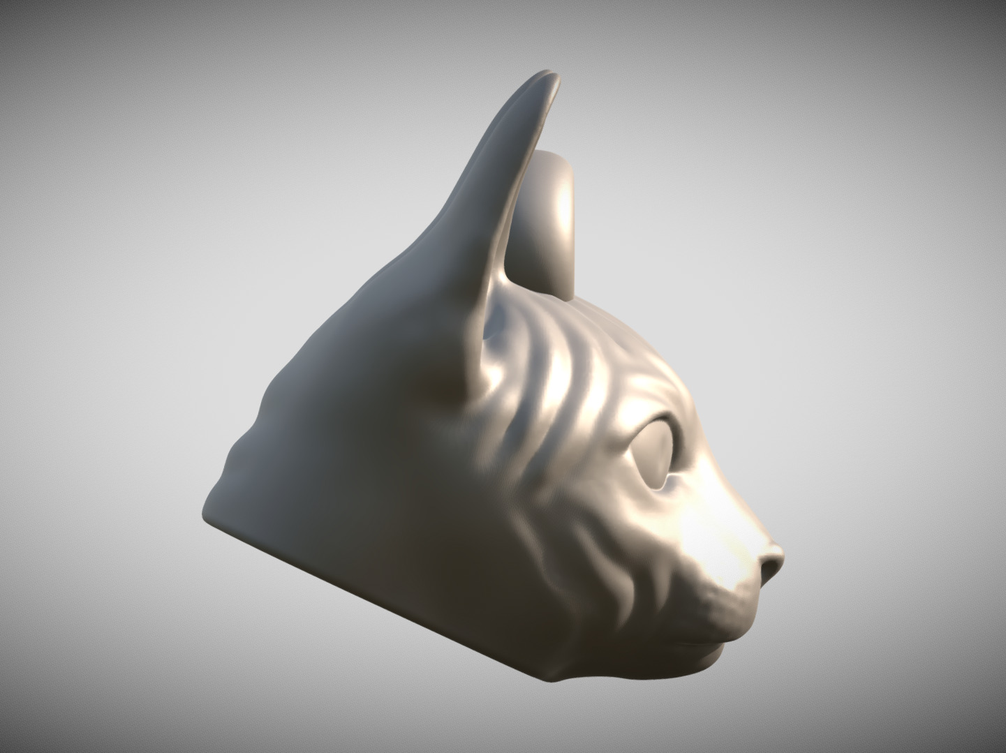 Sphynx cat head key ring for 3D printing 3D print model_5