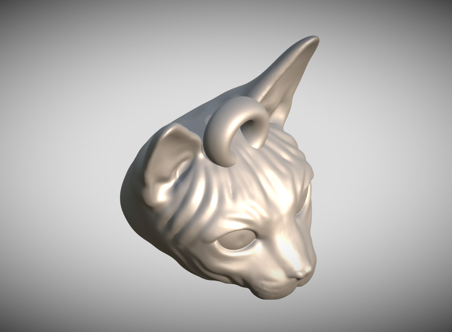 Sphynx cat head key ring for 3D printing 3D print model_7