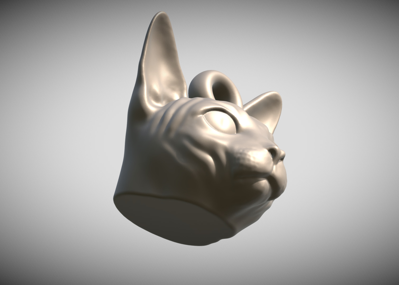 Sphynx cat head key ring for 3D printing 3D print model_8