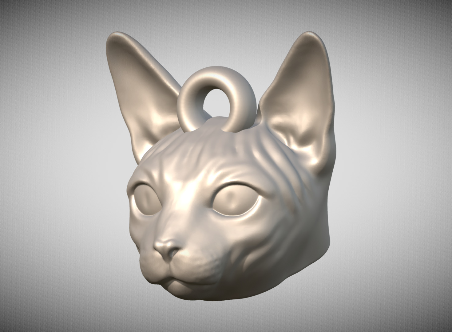 Sphynx cat head key ring for 3D printing 3D print model_1