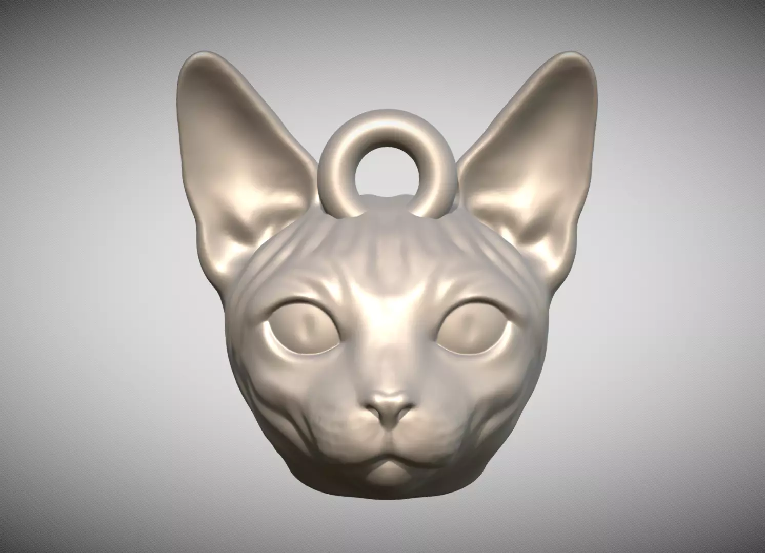 Sphynx cat head key ring for 3D printing 3D print model_0