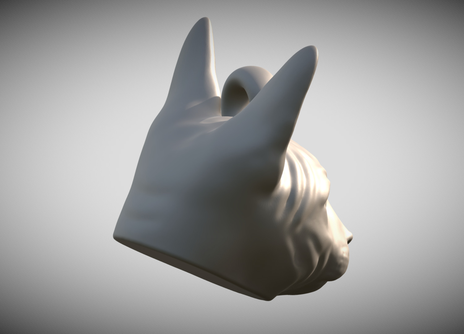 Sphynx cat head key ring for 3D printing 3D print model_4