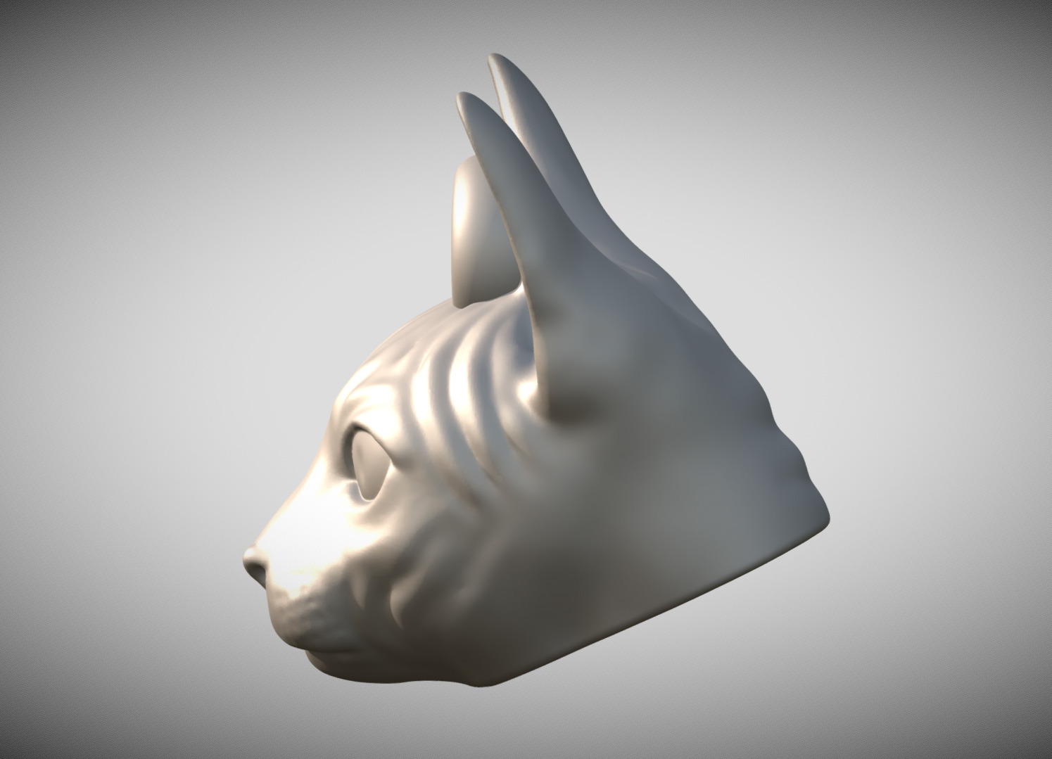 Sphynx cat head key ring for 3D printing 3D print model_2