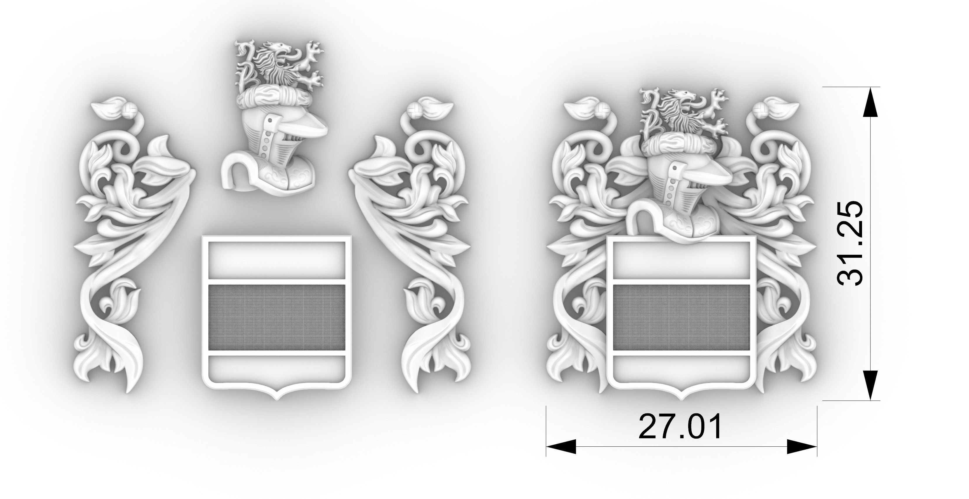 Coat of arms Lion Crest - Brasao  3D print model_3