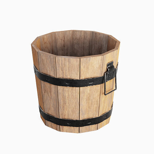 Wooden Bucket B 05 Low-poly 3D model
