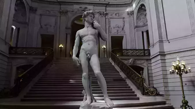 Michelangelo David statue Low-poly 3D model