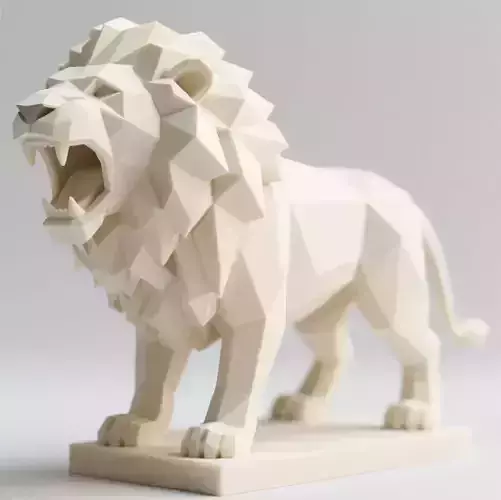 687  Low Poly  Roaring Lion   character   monster