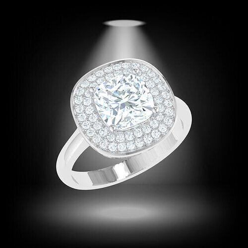 CUSHION DIAMOND RING 3D print model