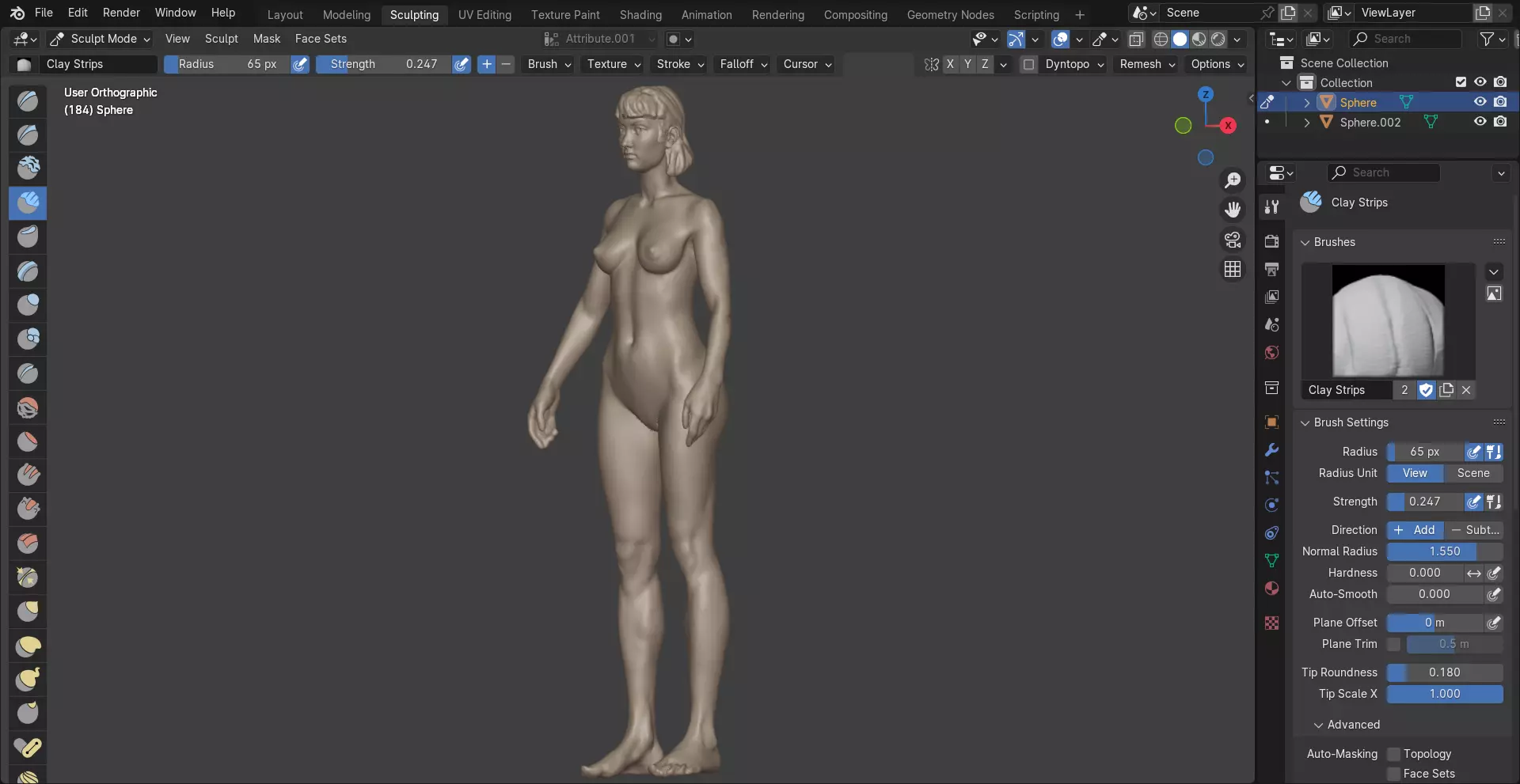 Female stock figure standing 3D model_4