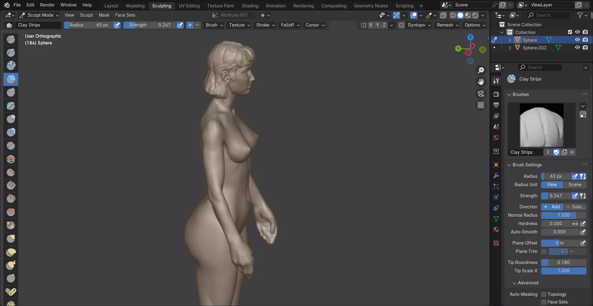 Female stock figure standing 3D model_6