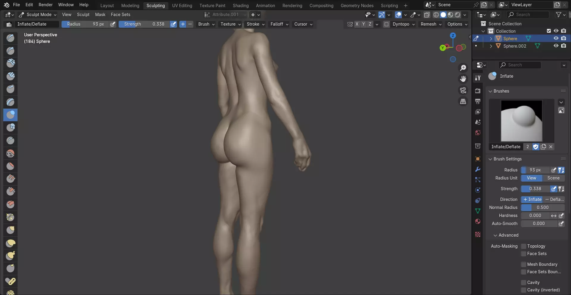 Female stock figure standing 3D model_7