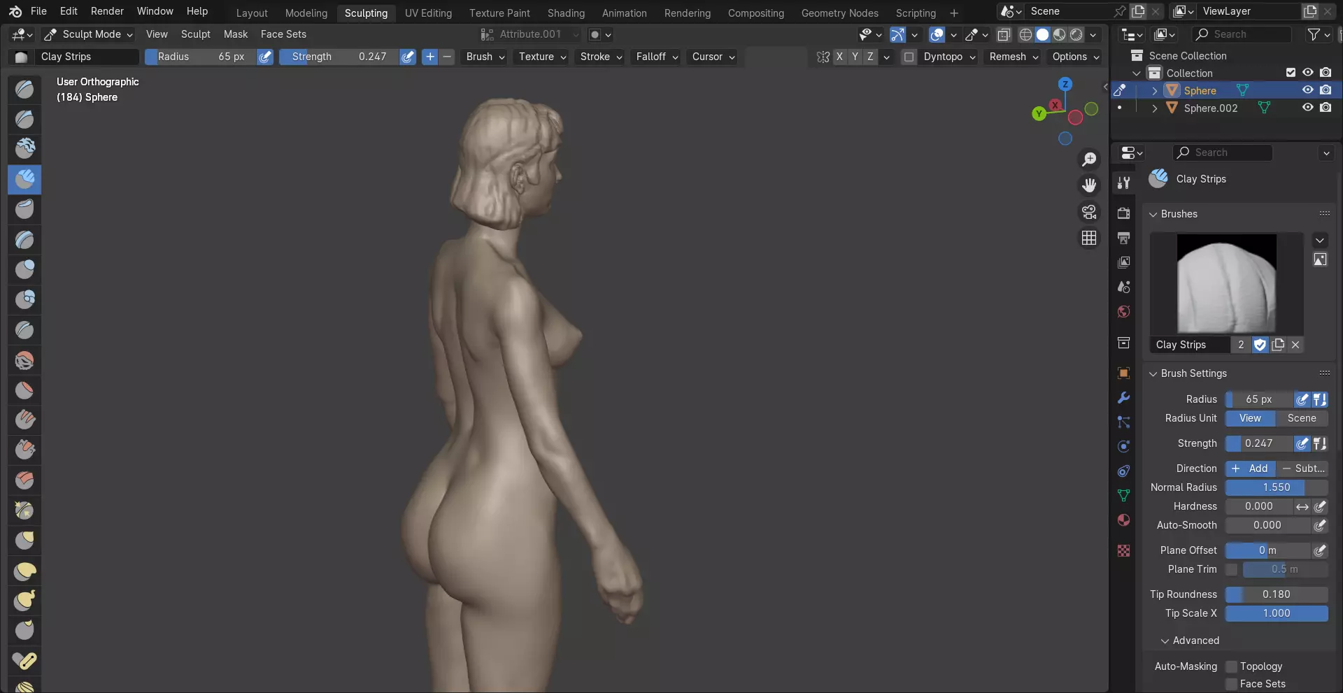 Female stock figure standing 3D model_2