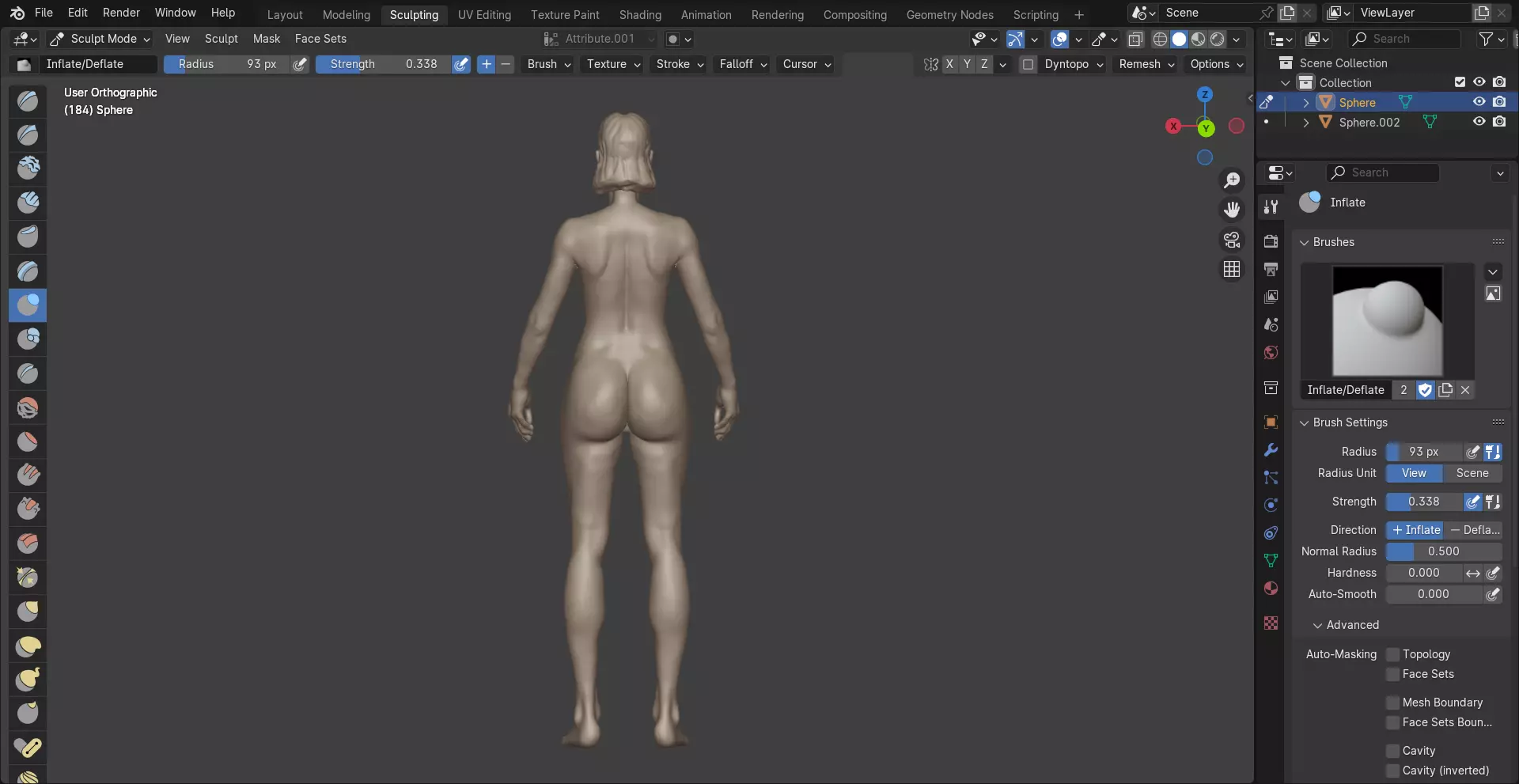 Female stock figure standing 3D model_9
