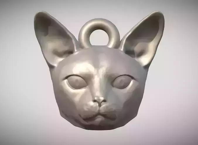 Abyssinian cat head key ring for 3D printing