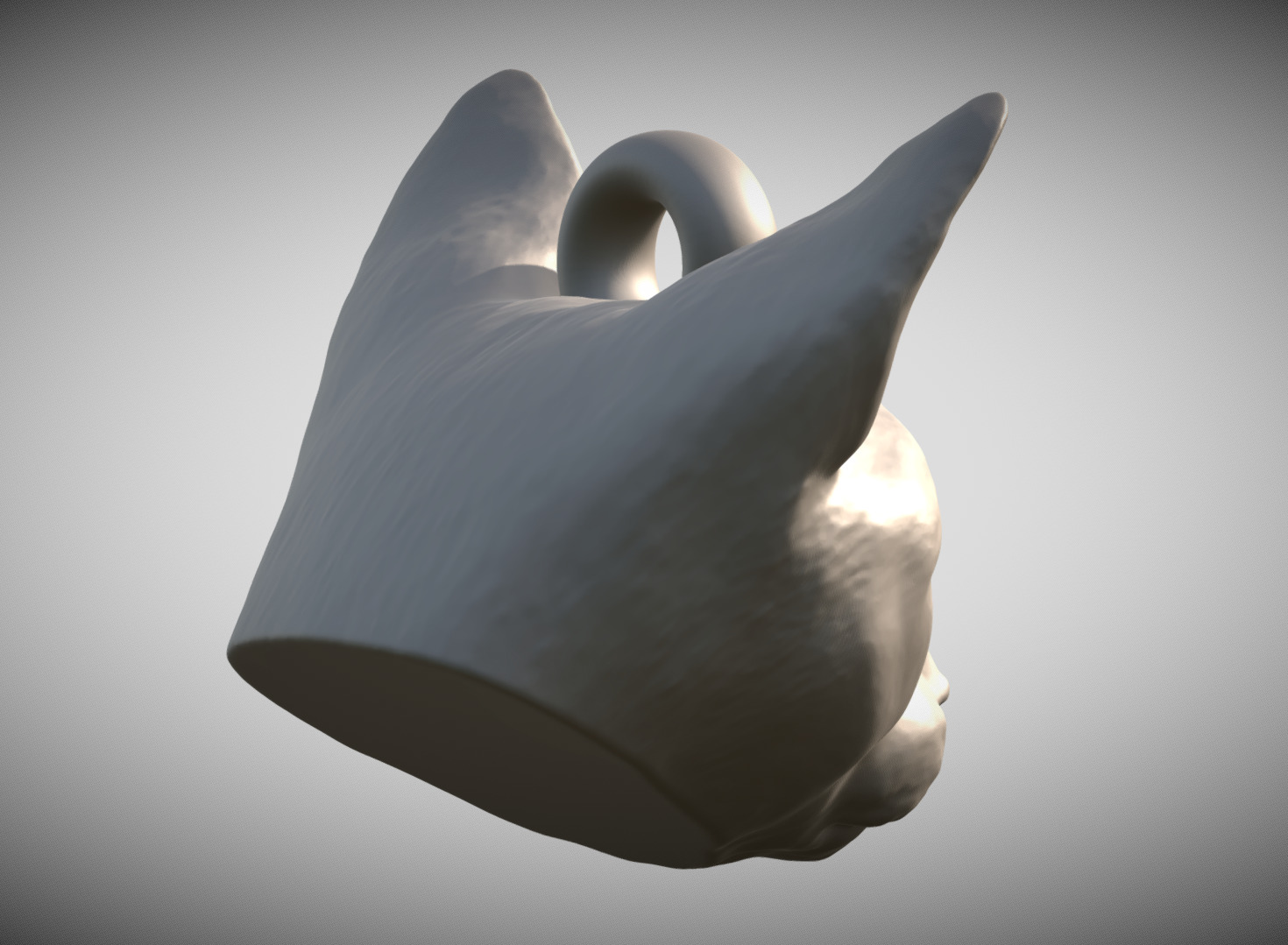 Devon Rex cat head key ring for 3D printing 3D print model_4