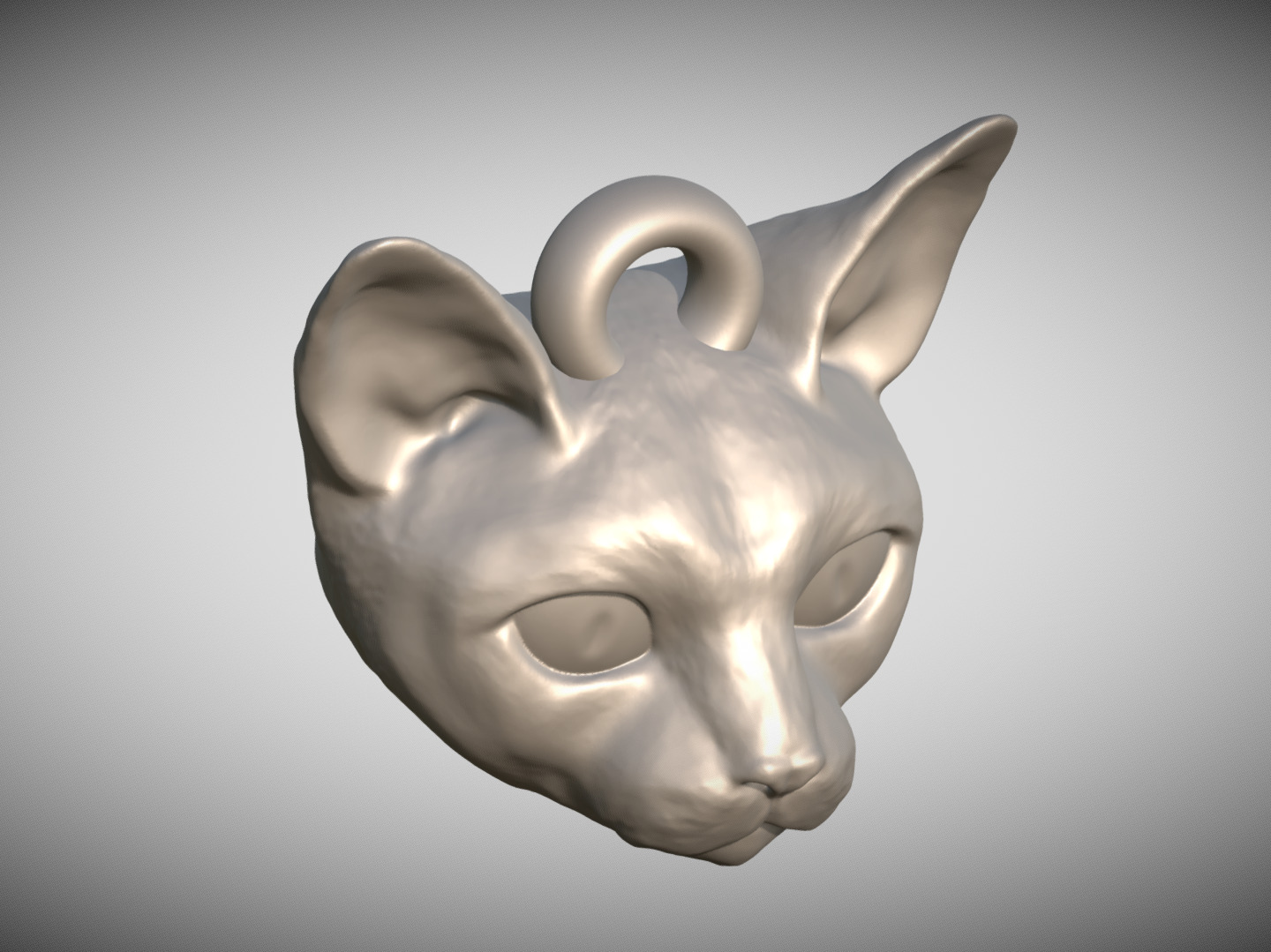 Devon Rex cat head key ring for 3D printing 3D print model_7