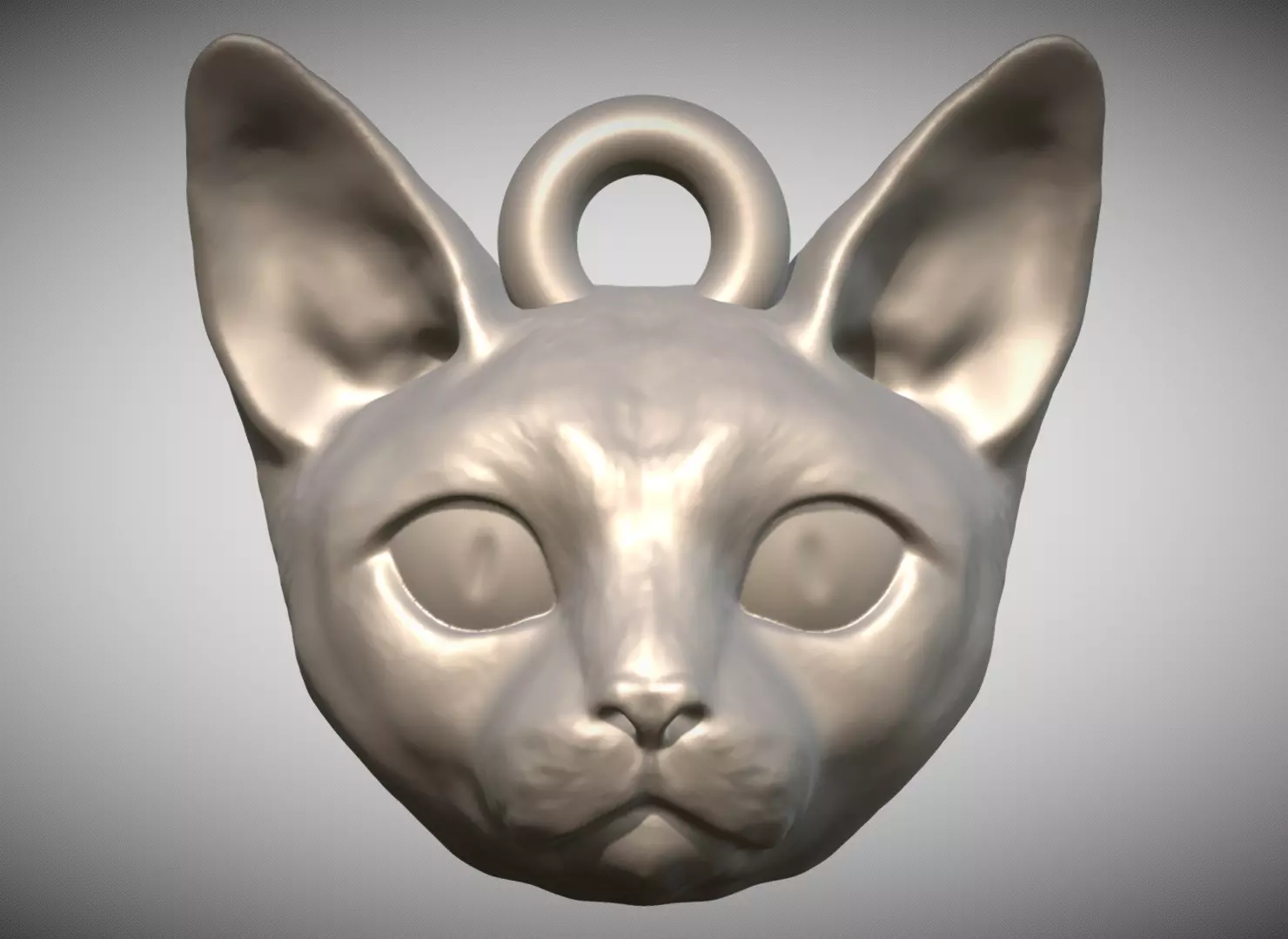 Devon Rex cat head key ring for 3D printing 3D print model_0
