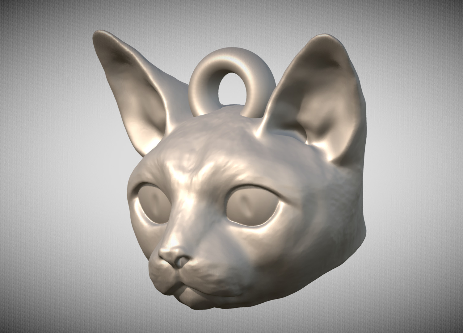 Devon Rex cat head key ring for 3D printing 3D print model_1