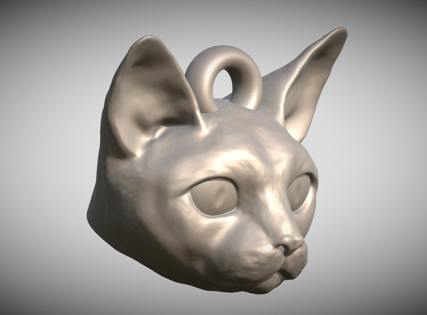 Devon Rex cat head key ring for 3D printing 3D print model_6