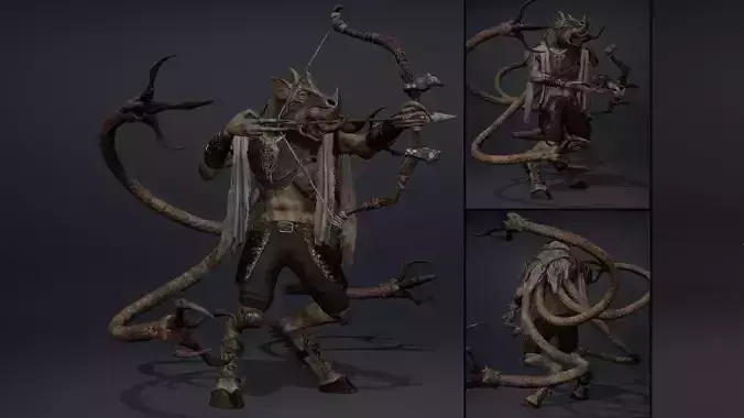 Thunder Archer Tentacle Low-poly 3D model
