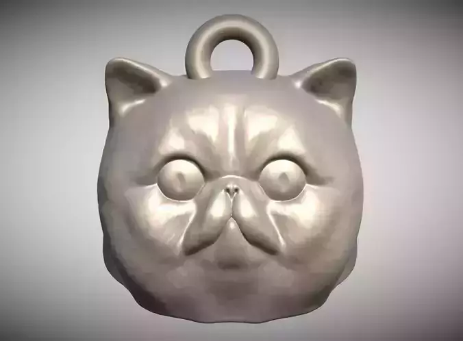 Exotic Shorthair cat head key ring for 3D printing