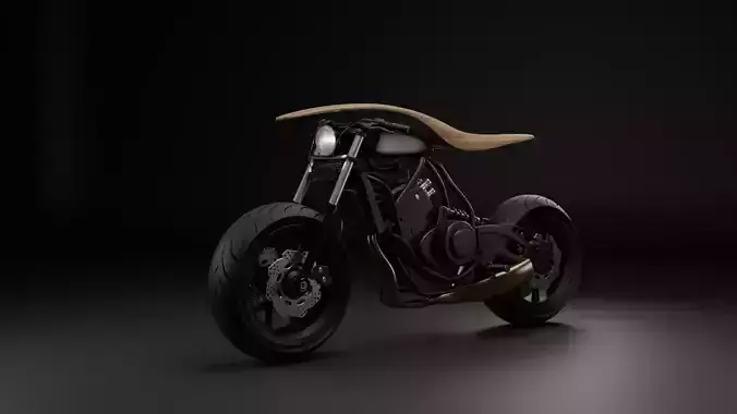 Modern Industrial Motorcycle Game-Ready 3D Model