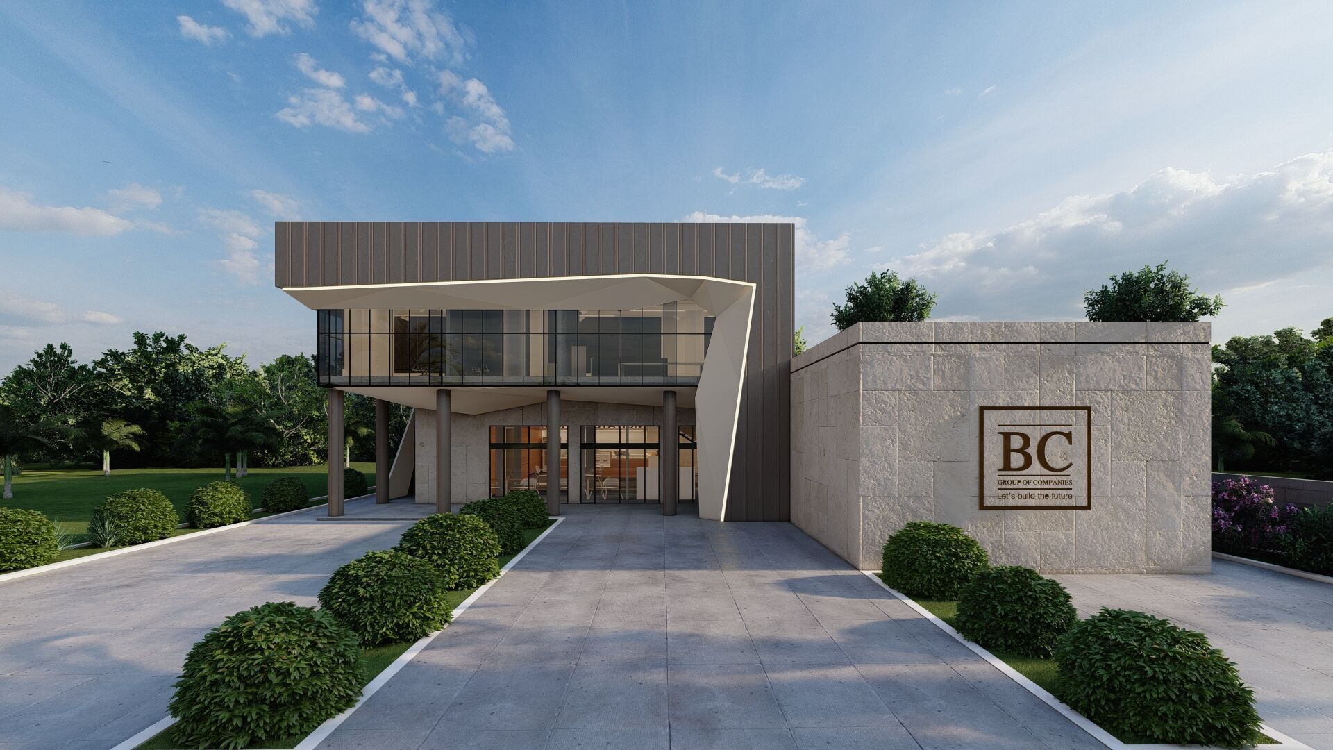 Modern Office Building Low-poly 3D model_2