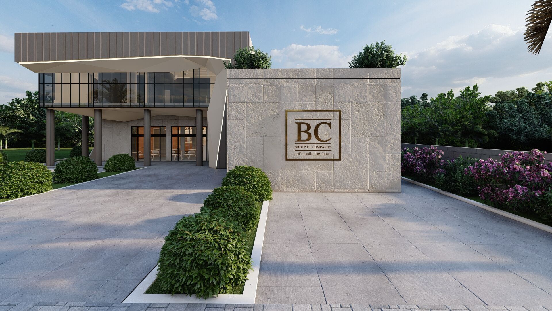 Modern Office Building Low-poly 3D model_4