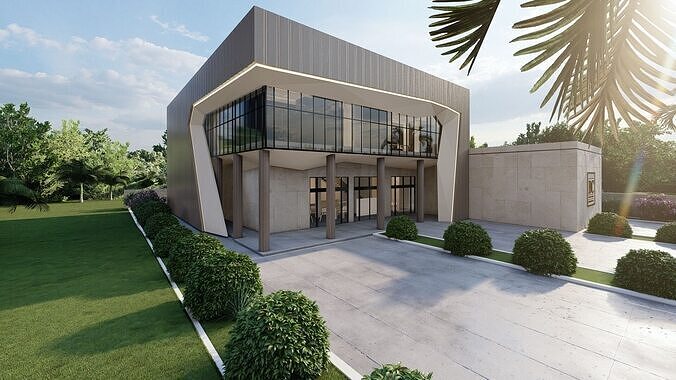 Modern Office Building  Low-poly 3D model