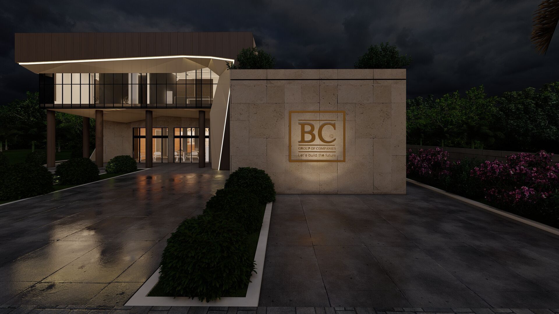 Modern Office Building Low-poly 3D model_6