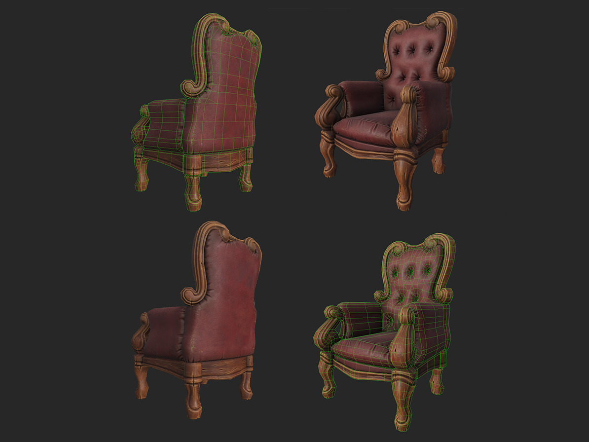 Stylized Chair - Gameready Asset Low-poly 3D model_2