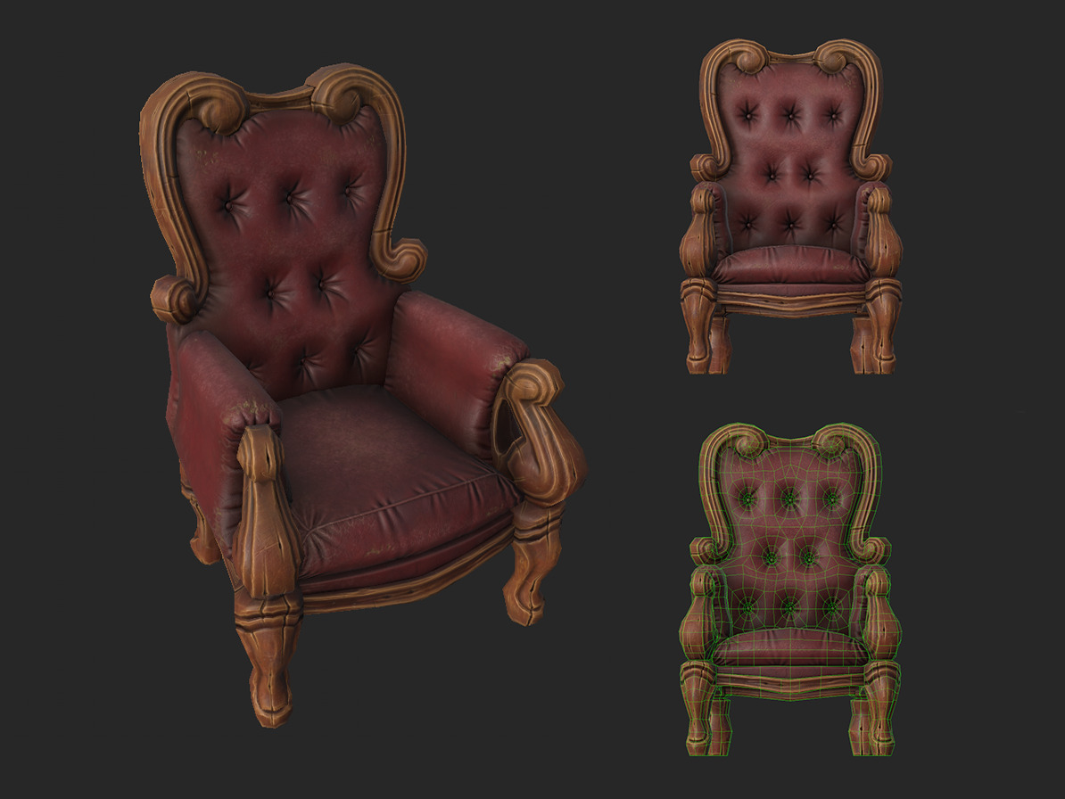 Stylized Chair - Gameready Asset Low-poly 3D model_3