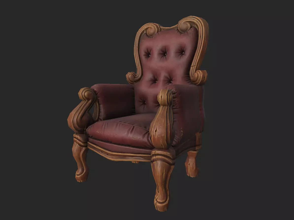 Stylized Chair - Gameready Asset Low-poly 3D model_0
