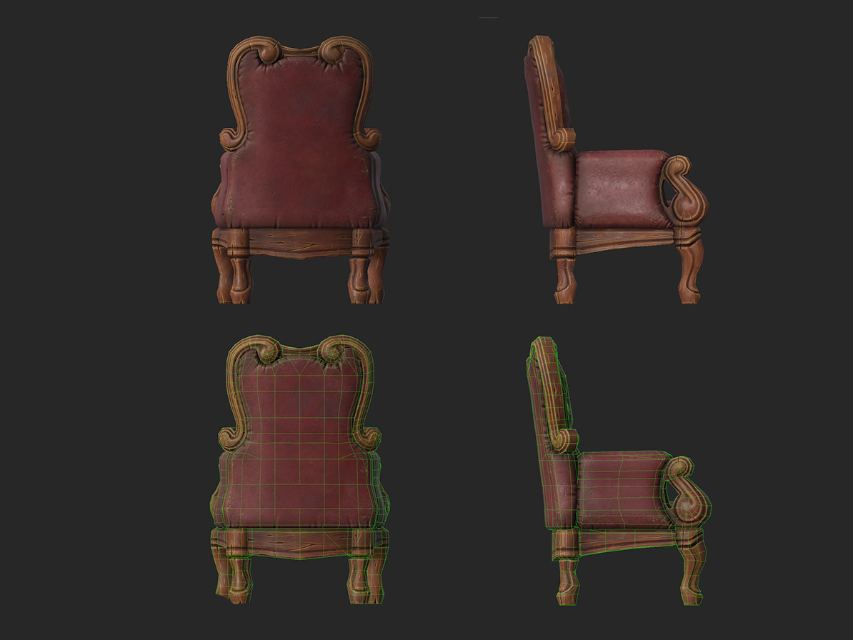 Stylized Chair - Gameready Asset Low-poly 3D model_1