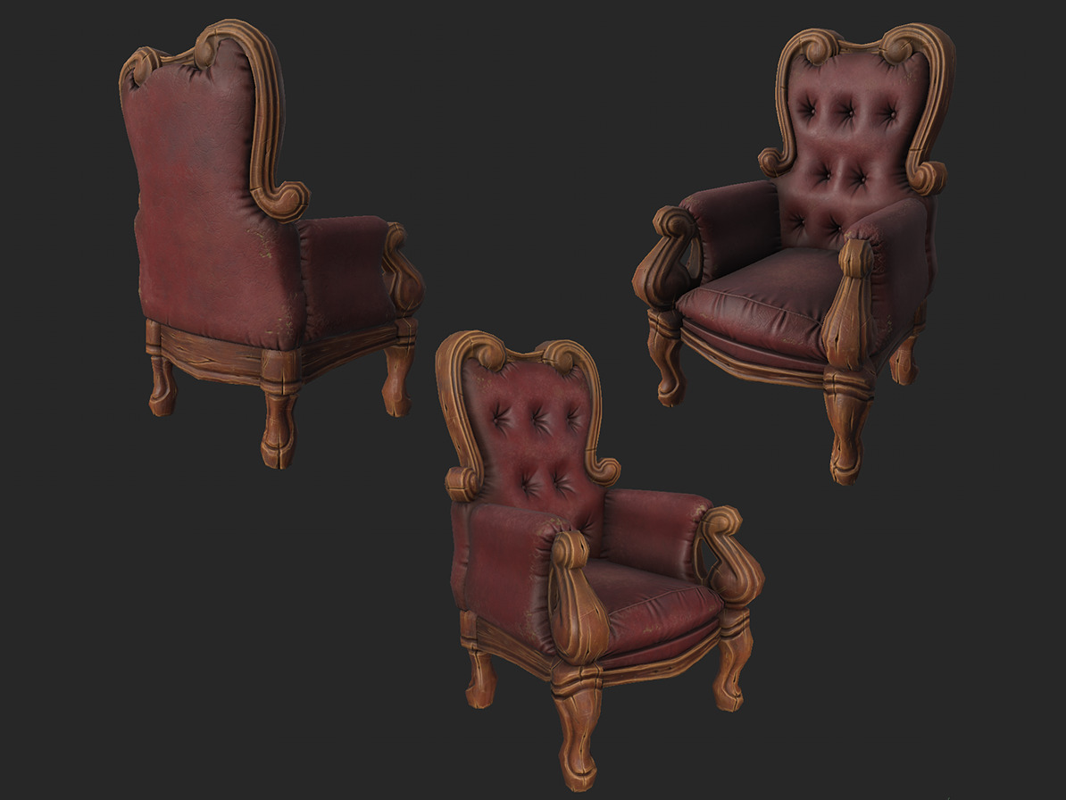 Stylized Chair - Gameready Asset Low-poly 3D model_4