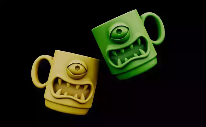 Monster Mug 3D Model Cartoon Cup for Games and 3D Print