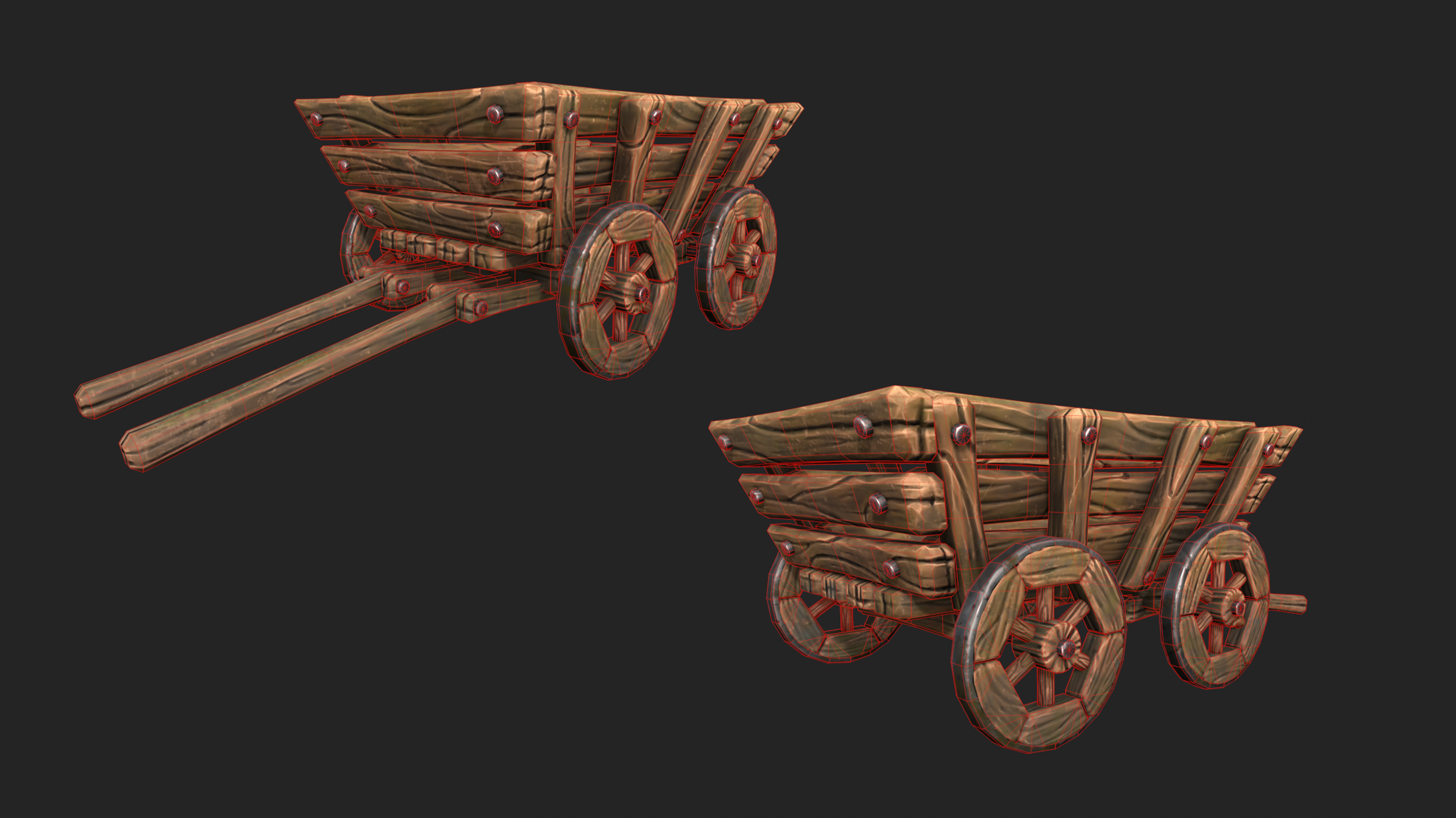 Stylized Cart - Gameready Asset Low-poly 3D model_6