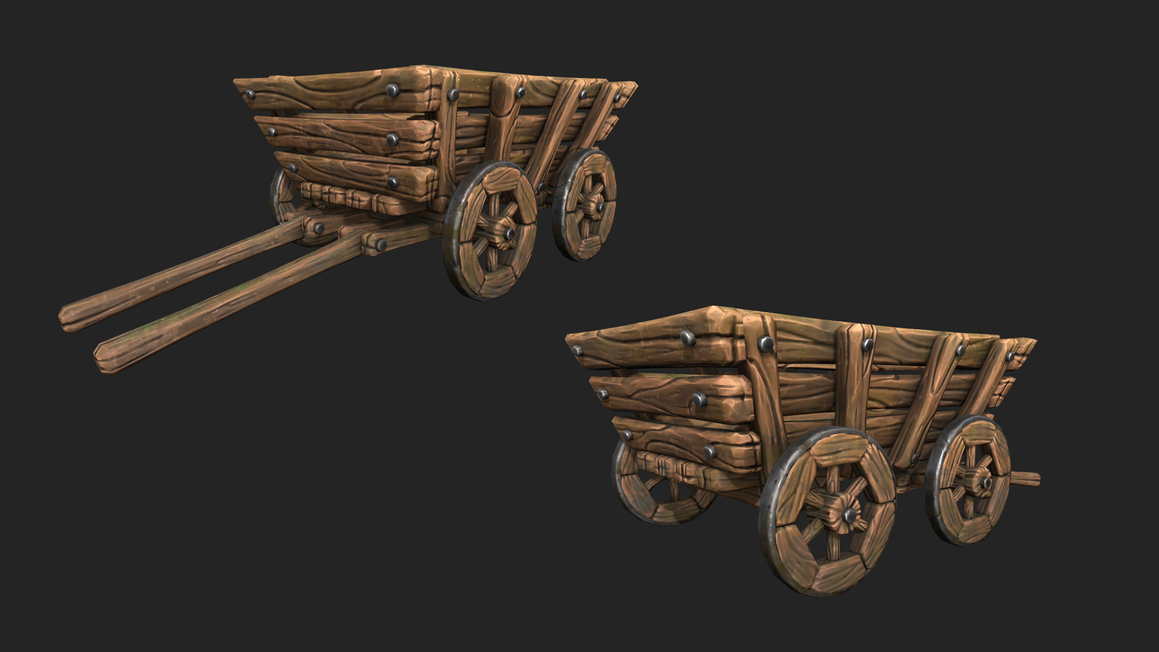 Stylized Cart - Gameready Asset Low-poly 3D model_5