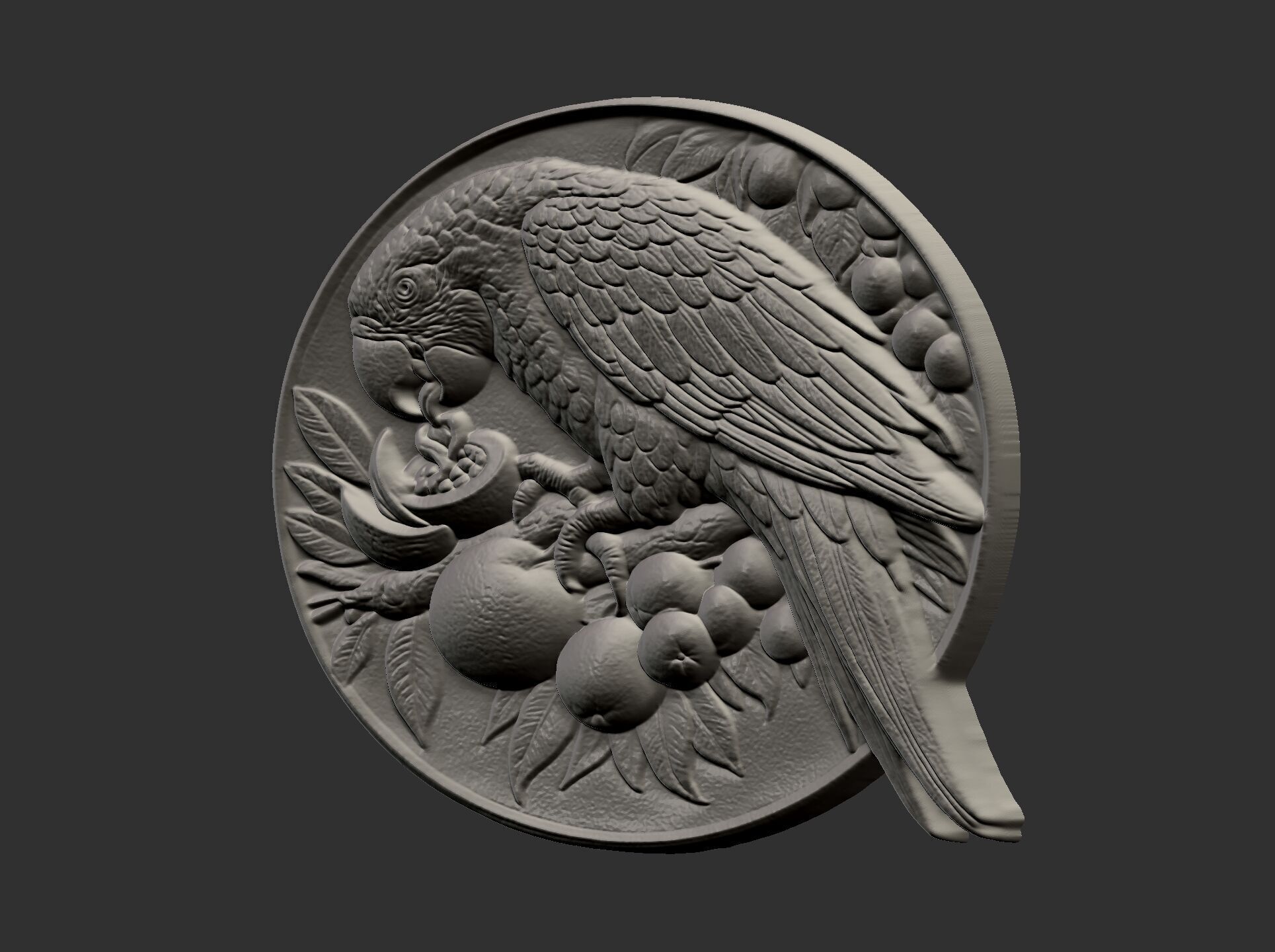 parrot round frame baserelife model 3D print model_5