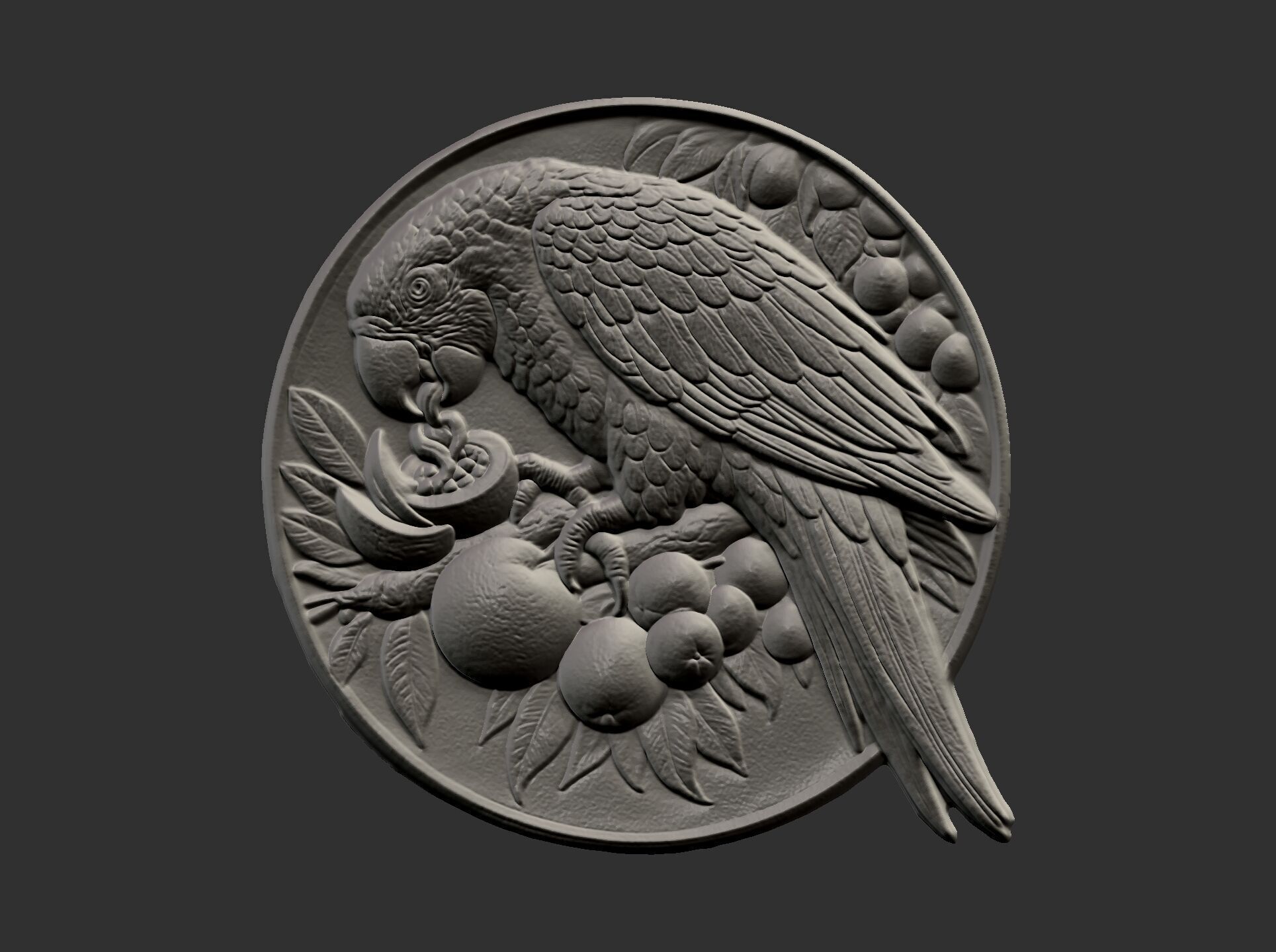 parrot round frame baserelife model 3D print model_6