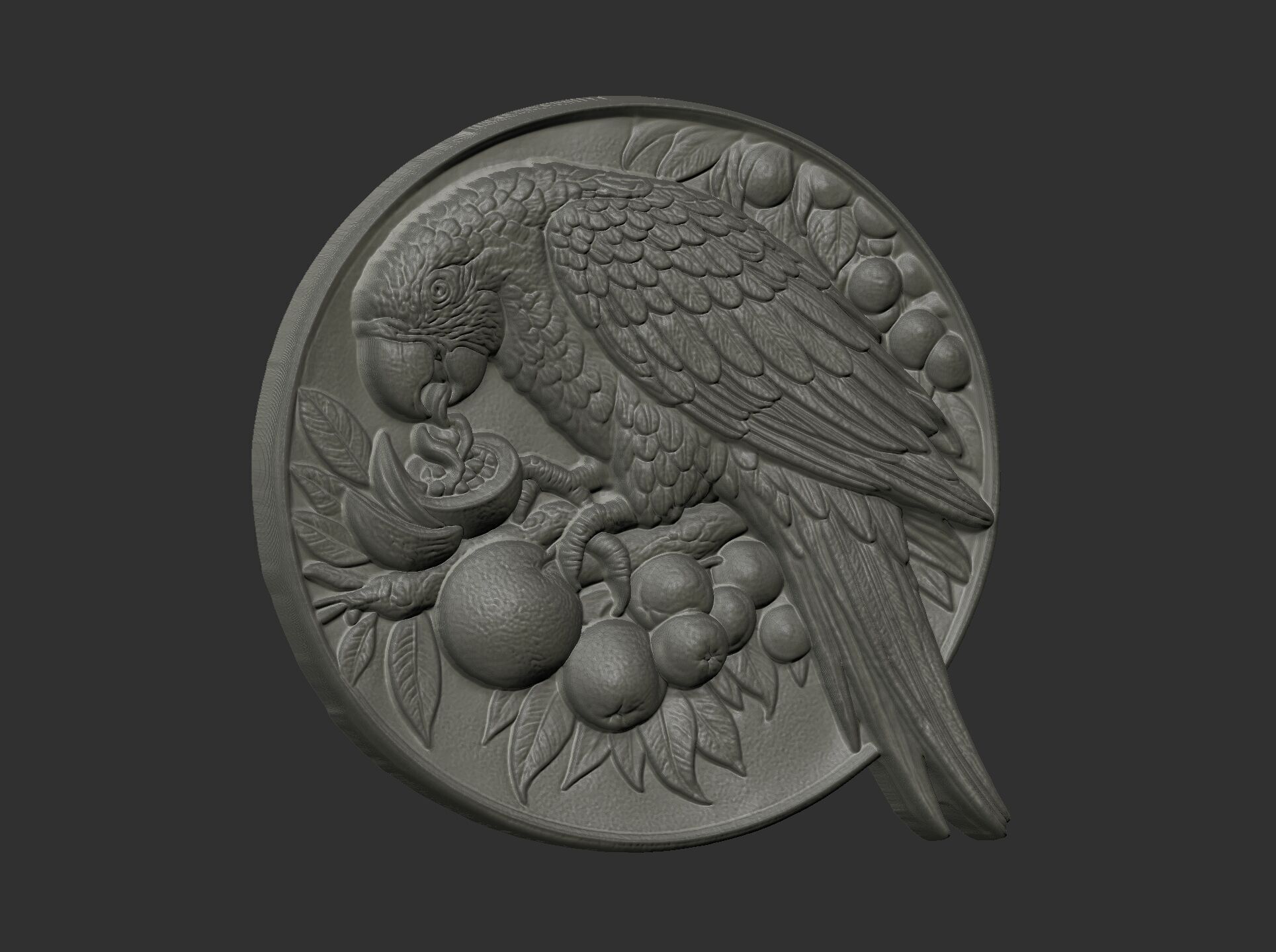 parrot round frame baserelife model 3D print model_15