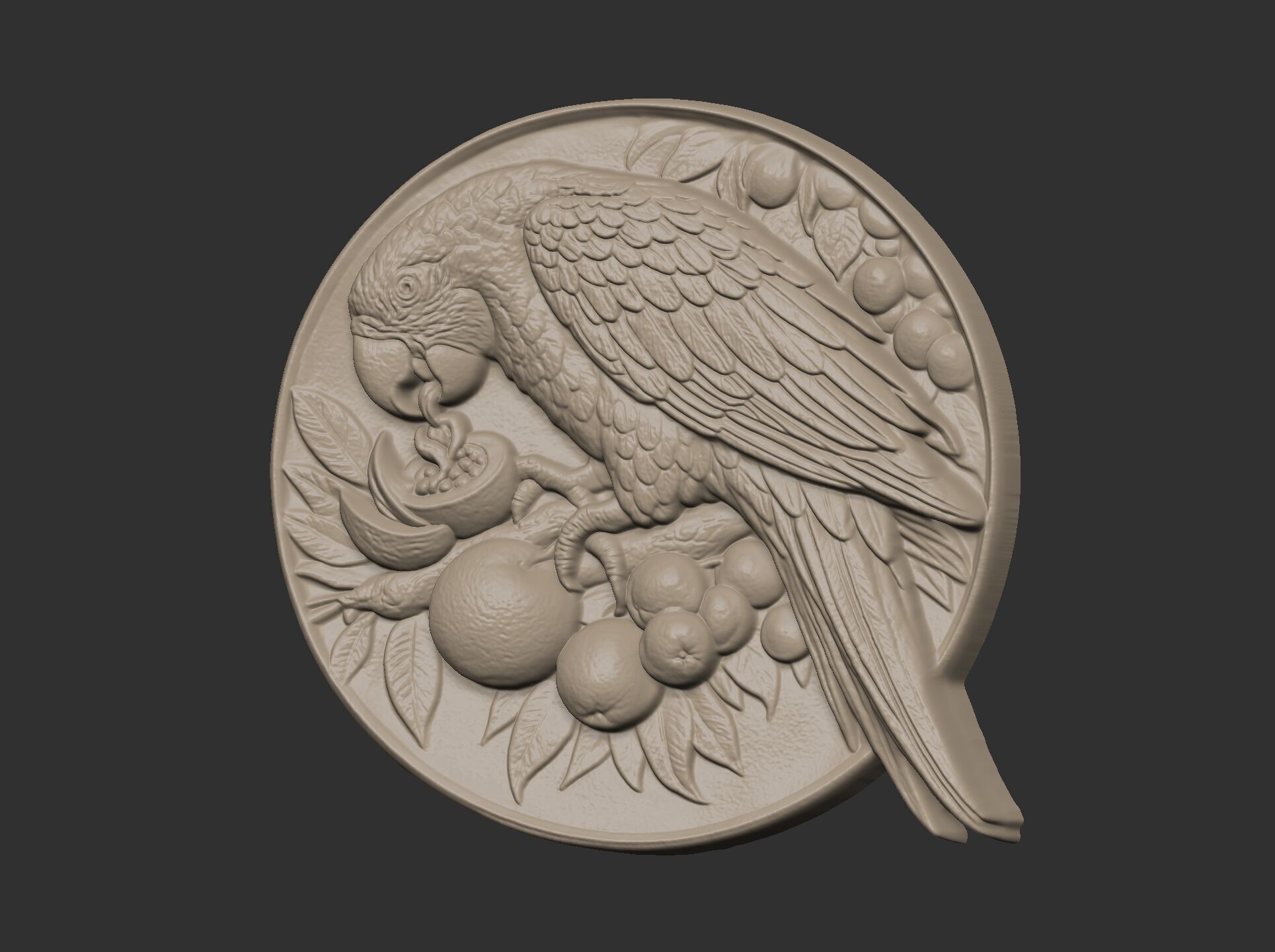 parrot round frame baserelife model 3D print model_11