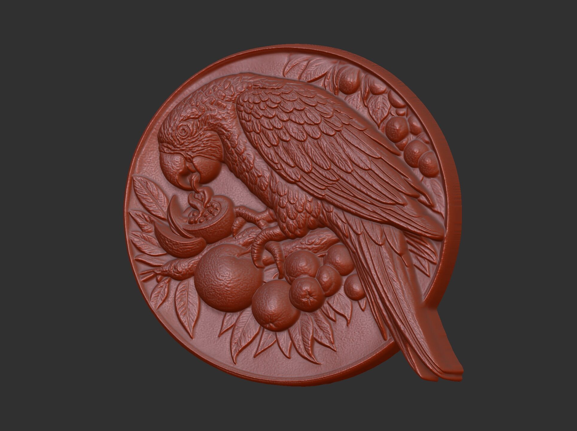 parrot round frame baserelife model 3D print model_4