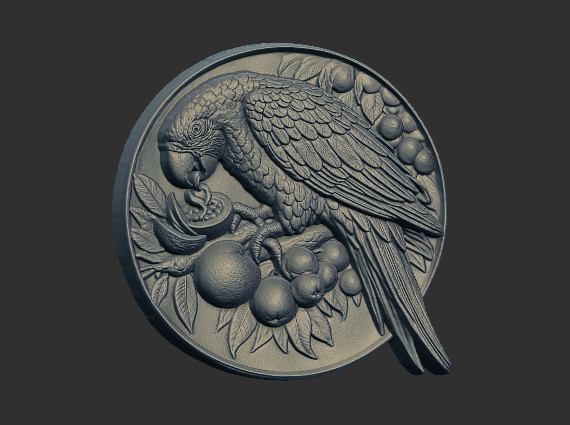 parrot round frame baserelife model 3D print model_17
