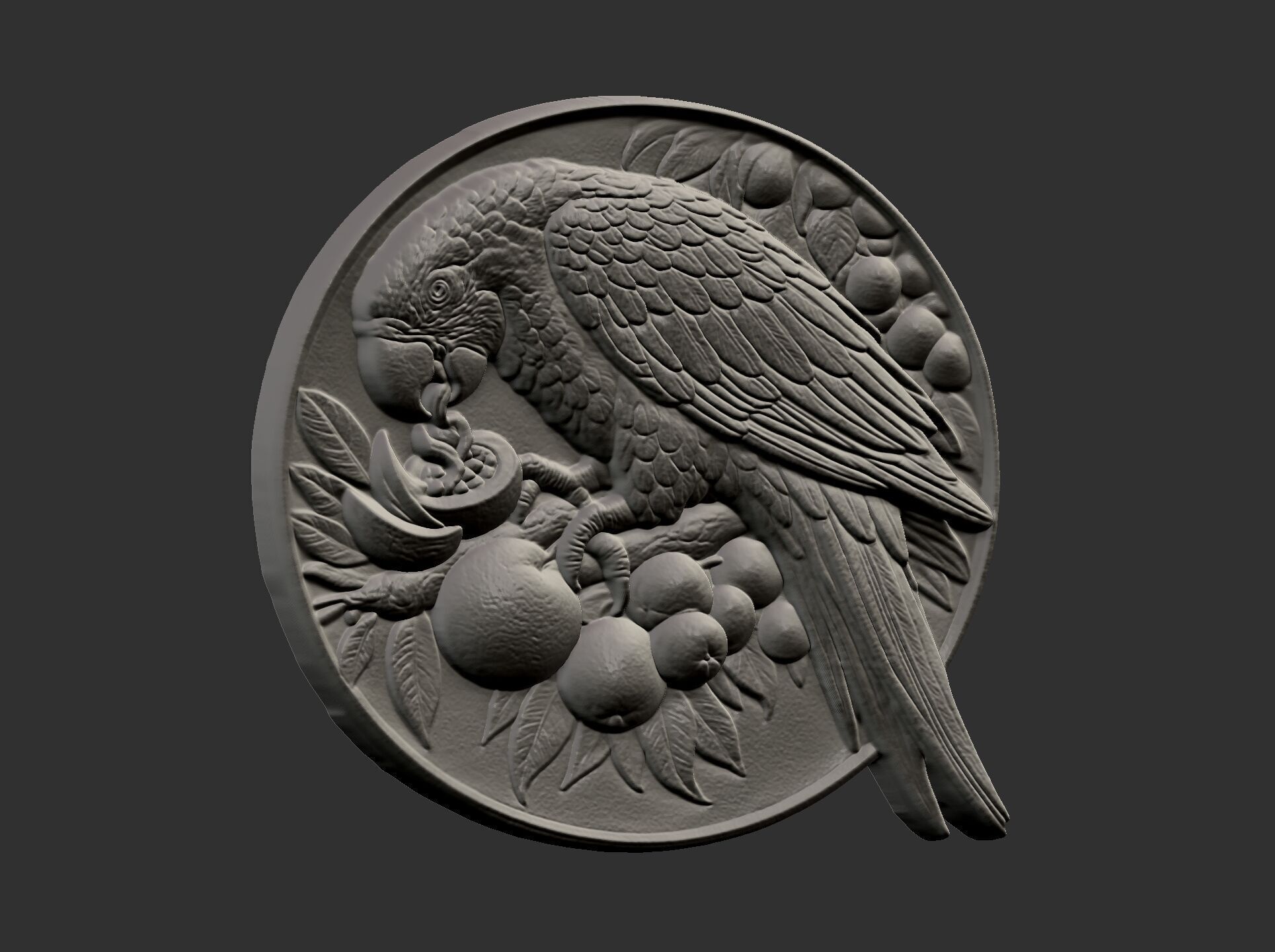 parrot round frame baserelife model 3D print model_13