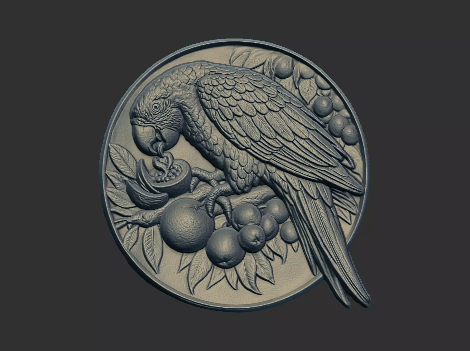 parrot round frame baserelife model 3D print model_0