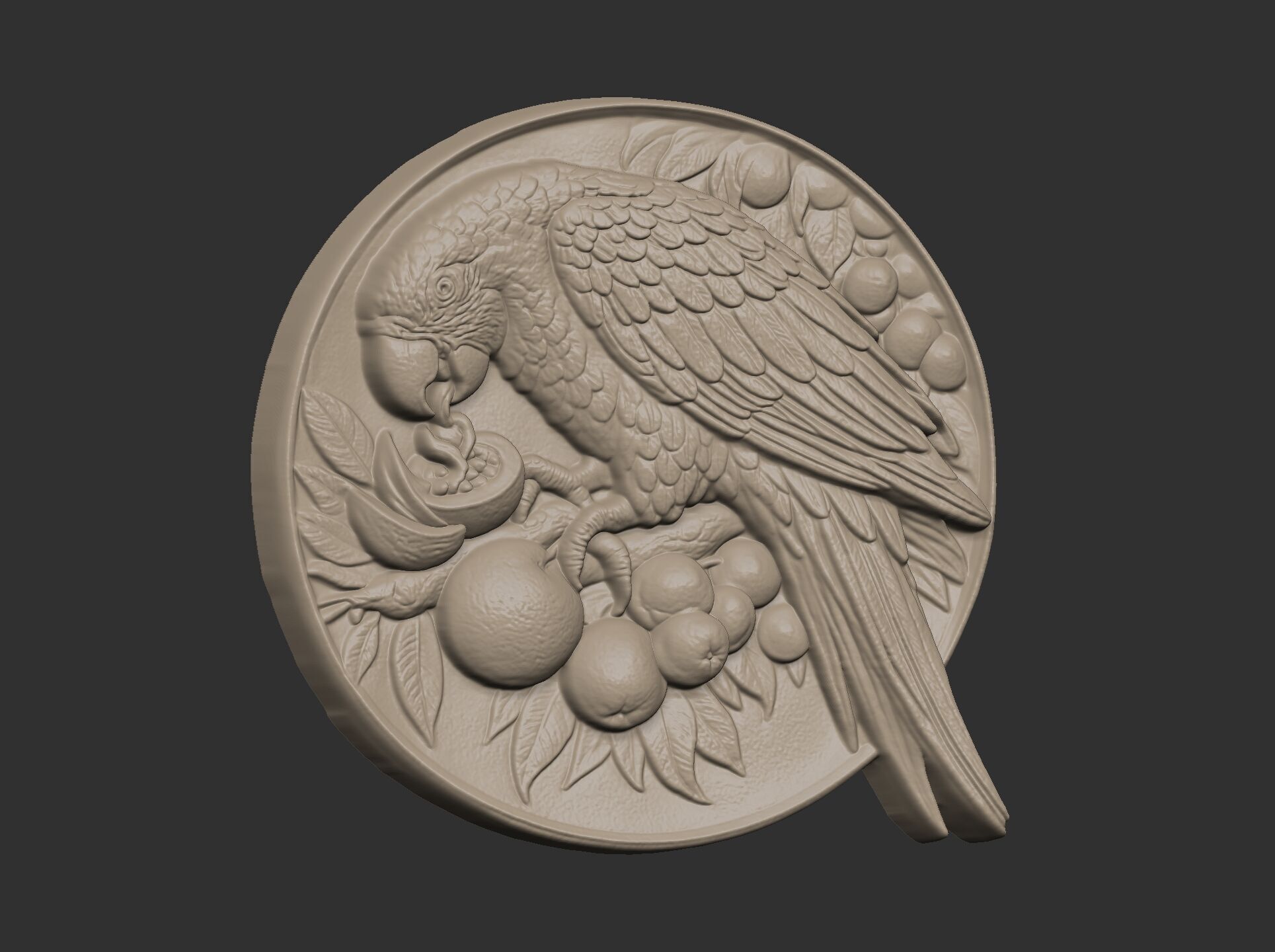 parrot round frame baserelife model 3D print model_10