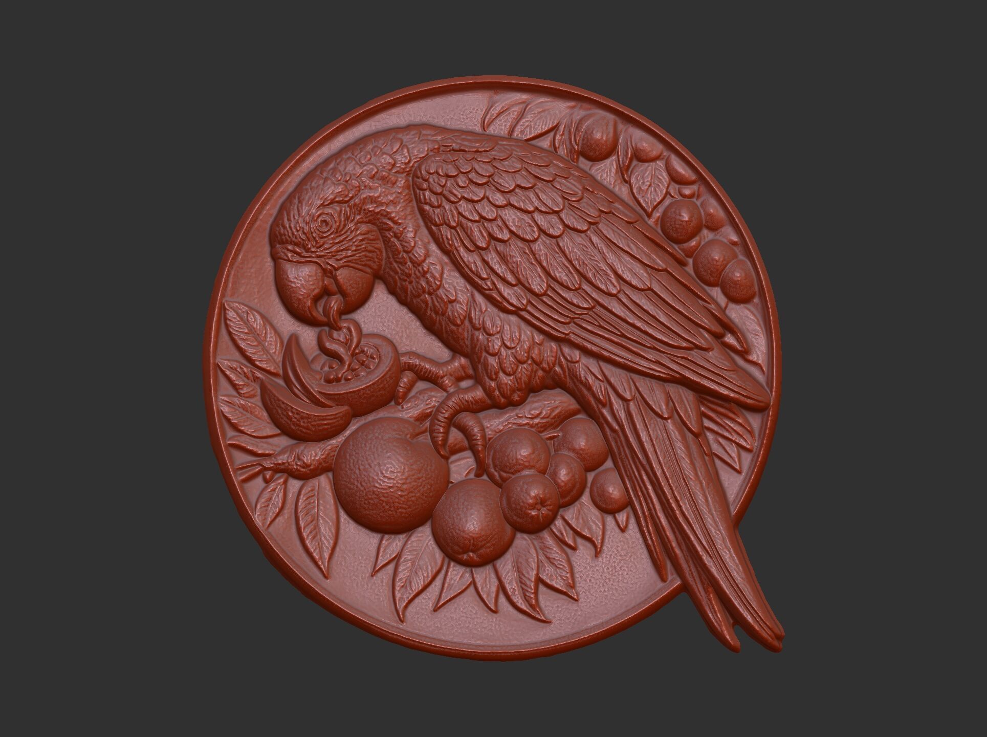 parrot round frame baserelife model 3D print model_9